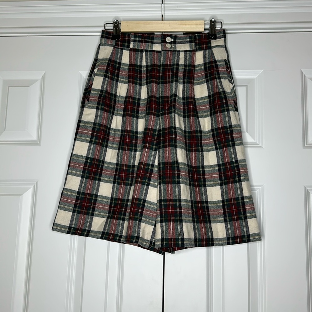Vintage Giorgio Sant Angelo Plaid 100% Pure Wool Shorts Culotte Sz8